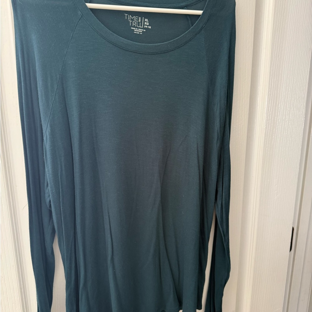 Time and Tru Women's Dark Teal Long Sleeve Tee